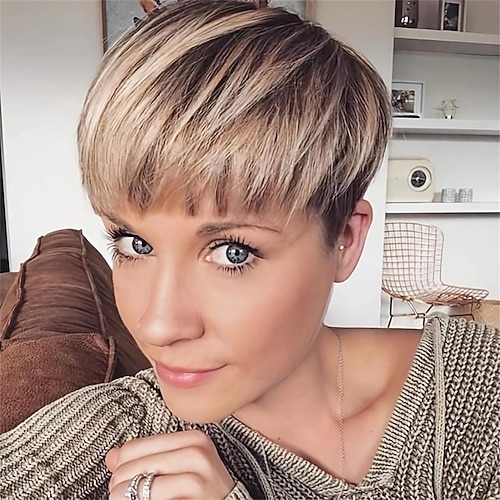 

4 Inch Short Pixie Cut Wigs For Women Synthetic Hair Wigs Natual Looking Hair Short Layered Cut Wigs Heat Resistant Fiber Hair