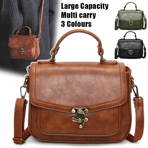 

Femme Sac bandoulière Sac d'épaule Cartable faux cuir Extérieur du quotidien Vacances Boucle Fermeture Grande Capacité Etanche Durable Couleur unie Noir Marron clair Vert