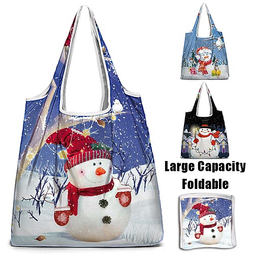 

Mulheres Sacola de Viagem Bolsa de ombro Bolsa Hobo Poliéster Ao ar livre Natal Compras Estampado Grande Capacidade Respirável Dobrável Personagem