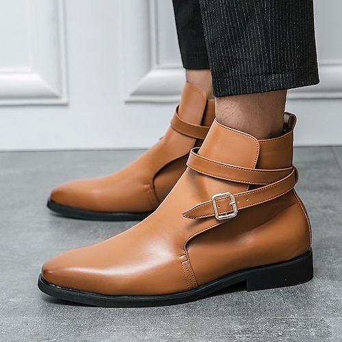 

Homme Bottes Chaussures habillées Rétro Vintage Décontractées Extérieur du quotidien Polyuréthane Chaud Confortable Antidérapantes Bottine / Demi Botte Boucle Noir Rouge Marron Printemps Automne
