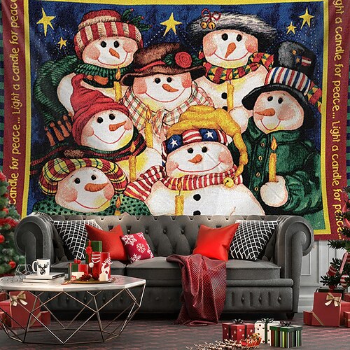 

Weihnachten Schneemann hängende Wandteppich Kunst große Wandteppich Wanddekor Foto Hintergrund Decke Vorhang Zuhause Schlafzimmer Wohnzimmer Dekoration