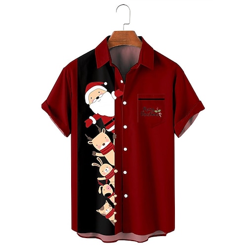 

Christmas Santa Claus Hawaiian Shirts Aloha Shirt Pullover Print Graphic Shirt For Men's Adults' 3D Print 100% Polyester Party