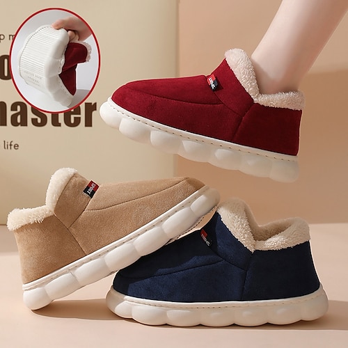 

Men's Women's Flats Slippers Fuzzy Slippers Fluffy Slippers House Slippers Home Daily Indoor Flat Heel Round Toe Casual Comfort Minimalism Satin Faux Suede Loafer Solid Color Wine Navy Blue Khaki