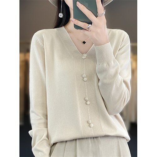 

Damen Pullover V Ausschnitt Gerippt Stricken Polyester überdimensional Herbst Winter Standard Outdoor Täglich Ausgehen Stilvoll Brautkleider schlicht Weich Langarm Feste Farbe Schwarz Rosa Wein M L XL