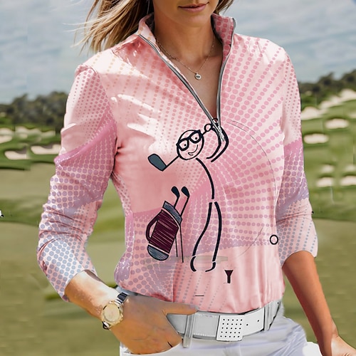 

Mujer Camisas de polo Camiseta de golf Transpirable Secado rápido Dispersor de humedad Manga Larga Ropa de golf ropa de golf Ajuste regular Cremallera Cuello alto Impreso Primavera Otoño Tenis Golf