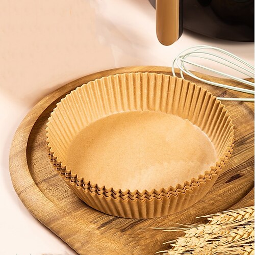 50pcs Air Frying Pan Disposable Wood Pulp Parchment Paper Cheese Cake Pad  Air Frying Pan Baking Paper Air Frying Pan Accessories