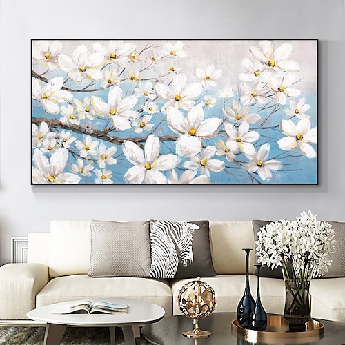 

Pintura al óleo hecha a mano lienzo arte de la pared decoración flores blancas modernas albaricoque rico y próspero en flores para la decoración del hogar pintura enrollada sin marco sin estirar