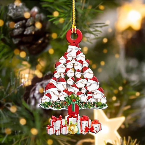 

Christmas Decorations Xmas Tree Pendants Creative 2D Acrylic Decorative Hanging Ornaments Farmhouse Decoration