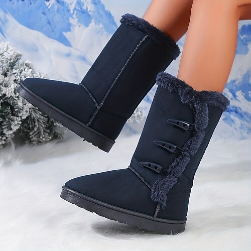 

Damen Stiefel Schneestiefel Übergrössen Winterstiefel Outdoor Täglich Innenfutter aus Fleece Stiefel mit mittlerer Wade Winter Flacher Absatz Plüsch Brautkleider schlicht Komfort Wandern Wanderschuhe