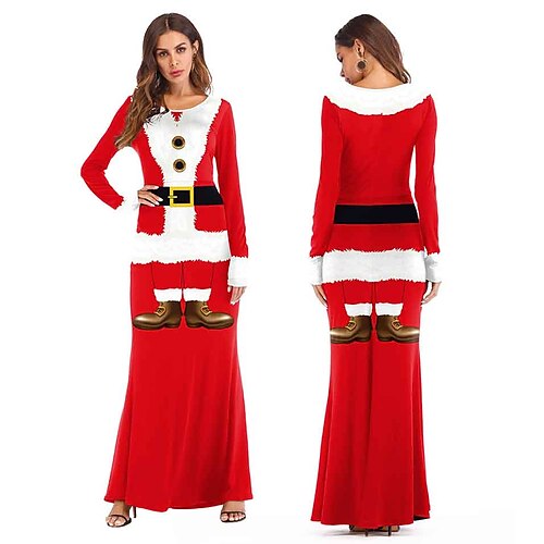 

Weihnachten Weihnachtsmann Kleid Zeichentrick Manga Bedruckt Grafik Kleid Für Damen Erwachsene 3D-Druck 100% Polyester Party Festival