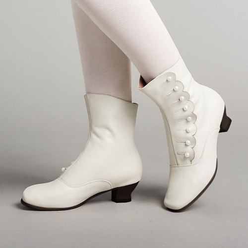 

Mujer Botas Bullock Zapatos Tallas Grandes Botas de tacon Fiesta Exterior Diario Tacón de gatito Vintage Moda Elegante PU Cordones Color sólido Negro Blanco Marrón