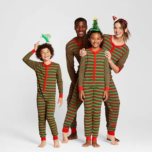 

Famille Noël Pyjamas Rayé Intérieur Imprimer Jaune manche longue Tenues maman et moi Actif Tenues assorties