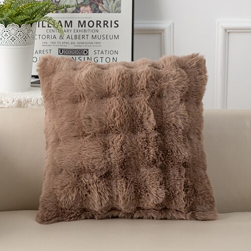 

Taie d'oreiller en peluche lapin de luxe léger, couleur unie sherpa, housse de coussin pour salon, chambre à coucher, canapé, moderne, marron, extérieur, taies d'oreiller décoratives pour canapé-lit