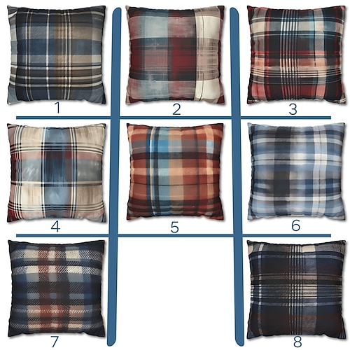 

Vintage Plaid Double Side Pillow Cover 1PC Soft Decorative Square Cushion Case Pillowcase for Bedroom Livingroom Sofa Couch Chair