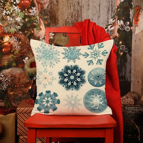 

Doppelseitiger Kissenbezug mit weihnachtlichen blauen Ornamenten, 1 Stück, weicher, dekorativer quadratischer Kissenbezug für Weihnachten, für Schlafzimmer, Wohnzimmer, Sofa, Couch, Stuhl