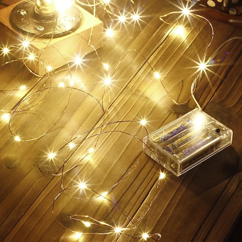 

1 упаковка 50 светодиодных гирлянд — 5 метров, питание от батареек 3aa, идеально подходит для Рождества, свадеб, вечеринок, семейного отдыха, встреч и многого другого — всегда включено