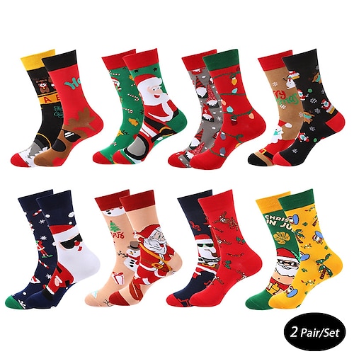 

Муж. 2 пары Толстые короткие носки Мужские носки Рождественские носки Черный Желтый Цвет Рождество Повседневные Классический Средней плотности Осень Зима Термальные