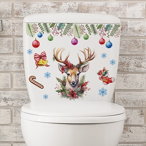 

1 Stück Weihnachts-Toilettenaufkleber, Badezimmerdekorationen, Weihnachtssocken, Kiefernband-Wandaufkleber, abziehen und aufkleben, abnehmbare, wasserdichte PVC-Wandbilder, Heimdekoration, Kunst,