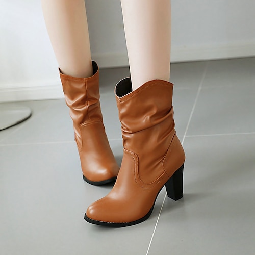 

Mujer Botas Tallas Grandes Exterior Diario Botines Botines Talón de bloque Tacón Cuadrado Dedo Puntiagudo Vintage Minimalismo Estilo industrial Cuero Sintético Mocasín Negro Marrón Beige