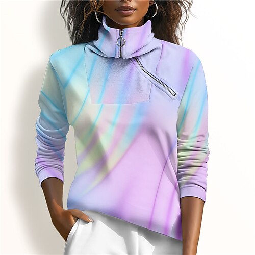 

Mujer Sudadera con capucha de golf Jersey de golf Sudadera Golf Mantiene abrigado Transpirable Dispersor de humedad Manga Larga Ropa de golf Camiseta Ajuste regular 1/4 cremallera Cuello alto Impreso