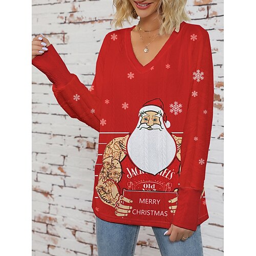 

Damen Hässlicher Weihnachtspullover Pullover V Ausschnitt Gerippt Stricken Polyester Strick Bedruckt Herbst Winter Standard Outdoor Weihnachten Festtage Täglich Stilvoll Brautkleider schlicht Langarm