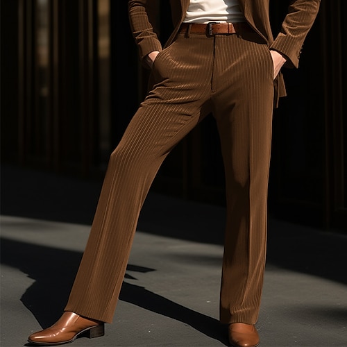 

Homme pantalon de costume Pantalon en Velours Côtelé Pantalon Pantalon de costume Poche avant Jambe droite Plein Confort Entreprise du quotidien Vacances Mode Chic et moderne Noir Marron