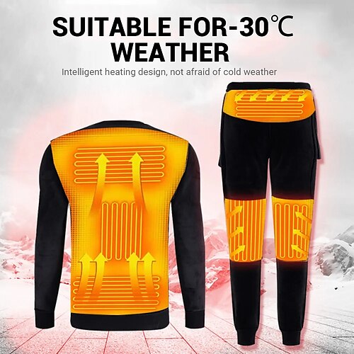 

Inverno das mulheres dos homens roupa interior aquecida forrado de lã aquecimento conjunto roupa interior térmica usb aquecido elétrico t-shirts calças roupas de esqui alimentadas por bateria