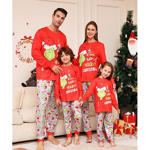 

Papai Noel Rena Pijamas de Natal Familiar Vestuário de Noite Homens Mulheres Para Meninos Para Meninas Roupas combinando para a família Natal Ano Novo Noite de Natal Crianças Adulto Home Wear