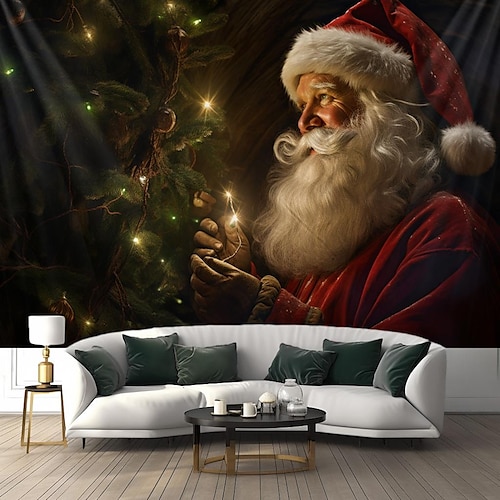 

Christmas Santa Hanging Tapestry Wall Art Xmas Large Tapestry Mural Decor Photograph Backdrop Blanket Curtain Home Bedroom Living Room Decoration