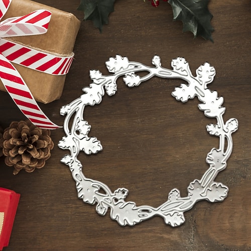 

Create Beautiful Crafts with Metal Christmas Wreath Cutting Dies - Perfect for Card Making, Scrapbooking, Stamping More!
