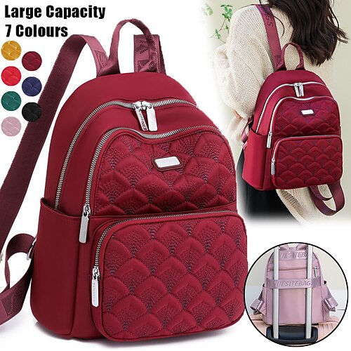 

Damen Rucksack Schultasche Mini Rucksack Rucksack Schulanfang Outdoor Täglich Feste Farbe Nylon Hohe Kapazität Wasserdicht Leichtgewichtig Stickerei Reißverschluss Weinrot Saphirblau Taro lila