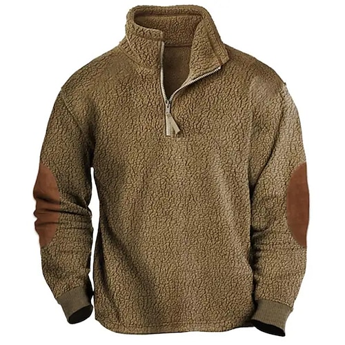 

Hombre Sudadera Sudadera con un cuarto de cremallera Marrón Media cremallera Bloque de color Retazos Deporte Diario Festivos Ropa de calle Casual Vellón fino Otoño invierno Ropa Sudaderas con capucha