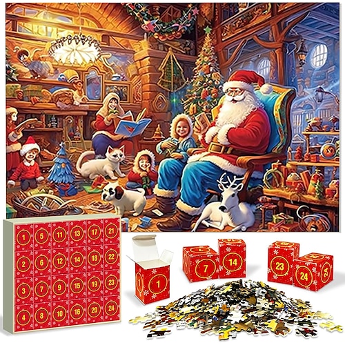 

Puzzle-Adventskalender 2023 Weihnachtspuzzles Weihnachtsmann-Party-Puzzle 24 Teile 1000 Teile Puzzles für Erwachsene Kinder Puzzles 1000 Teile Feiertagspuzzle Countdown bis Weihnachten Puzzles