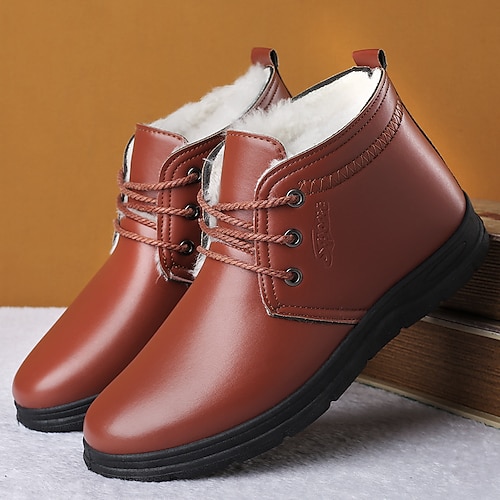 

Homme Bottes Chaussures habillées Bottes d'hiver Doublure Polaire Marche Rétro Vintage Décontractées Extérieur du quotidien Cuir Chaud Augmentation de la hauteur Confortable Mocassins Noir Marron