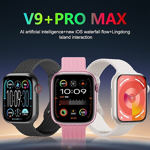 

V9 PRO MAX Smartwatch 2.1 Zoll Smartwatch Fitnessuhr Bluetooth Schrittzähler Anruferinnerung Fitness Tracker Kompatibel mit Android iOS Damen Herren Langer Standby Wasserdicht Mediensteuerung IP68