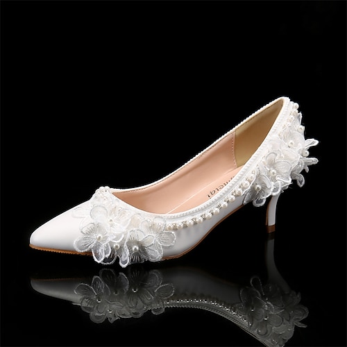 

Mujer Zapatos de boda Escarpines Zapatos De Vestir Zapatos blancos Boda Fiesta Tacones De Boda Zapatos de novia Zapatos de dama de honor Invierno Perla de Imitación Encaje Flor Tacón de Aguja Dedo