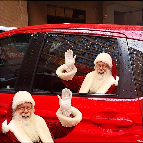 

Забавная наклейка на автомобиль с Санта-Клаусом, креативное украшение с наклейкой на окно автомобиля, гирлянда, одинарная прозрачная
