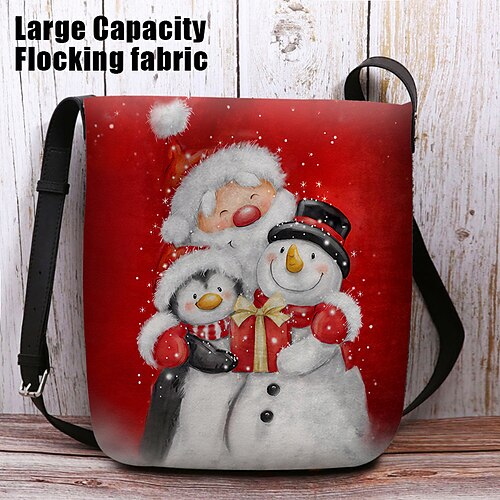 

Mulheres Bolsa crossbody Bolsa de ombro Saco Fofo Poliéster Ao ar livre Natal Diário Estampado Grande Capacidade Leve Durável Personagem Vermelho