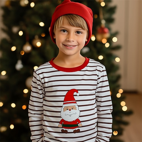 

Navidad Chico 3D Papá Noel Raya Camiseta Camisa Manga Larga Impresión 3D Otoño Invierno Deportes Moda Ropa de calle Poliéster Niños 3-12 años Cuello Barco Exterior Casual Diario Ajuste regular