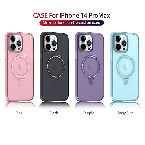 

telefone Capinha Para iPhone 15 Pro Max Plus iPhone 14 13 12 11 Pro Max Plus Mini Capa traseira Com Magsafe Suporte para carregamento sem fio Pata de Apoio Proteção de 4 cantos Côr Sólida Armadura