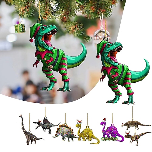 

Christmas Ornament Xmas Tree 2D Acrylic Hanging Pendants Decorative Exquisite Home Farmhouse Party Decor