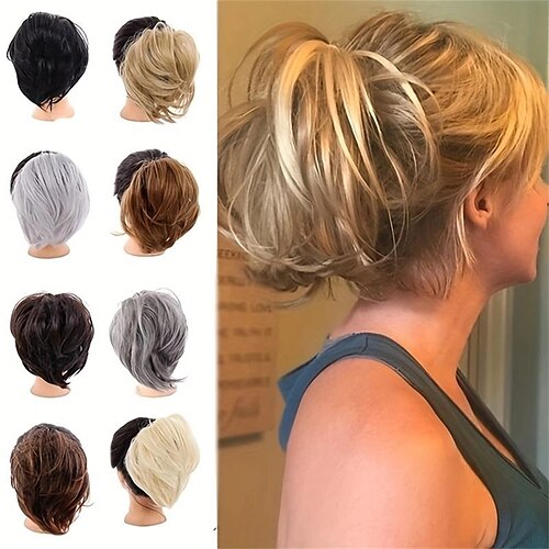 

Messy Bun Hair Piece Messy Straight Synthetic Hairpiece Short Ponytail Bun Extensions Hair Accessories