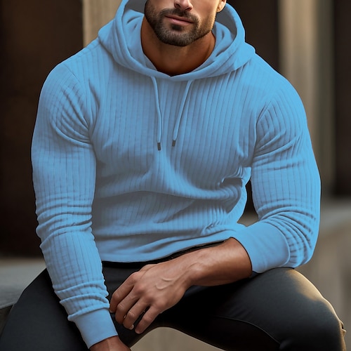 

Herren Hoodie Sweatshirt Kapuze Grubenstreifen Schwarz Blau Braun Mit Kapuze Glatt Sport Natur Täglich Festtage Strassenmode Cool Brautkleider schlicht Frühling Herbst Bekleidung Kapuzenpullover