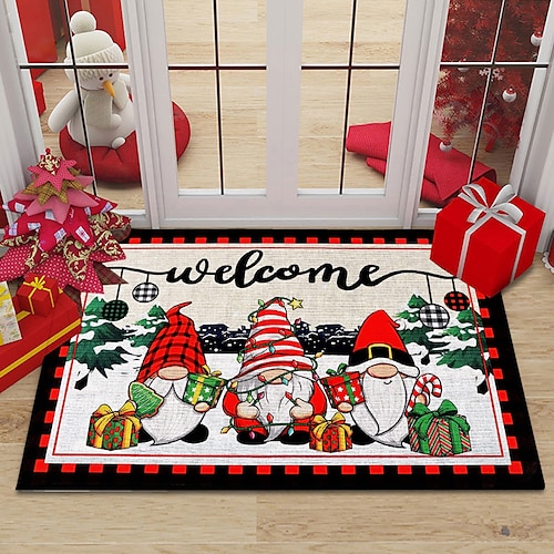 

Tapis de porte d'entrée de noël de style nordique, en flanelle, pour chambre à coucher, salle de bain, cuisine, antidérapant, anti-poussière, pour salon