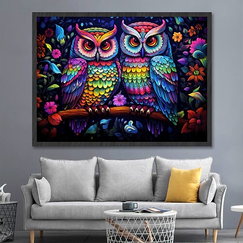 

Arte de parede de animais em tela, céu estrelado, coruja, impressões e cartazes, imagens, pintura decorativa em tecido para sala de estar, fotos sem moldura