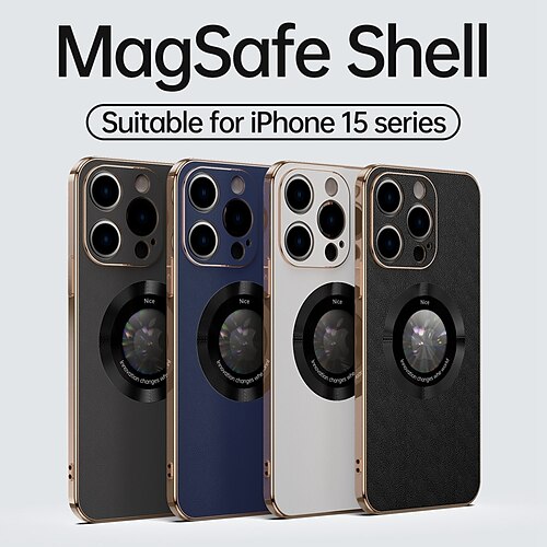 

téléphone Coque Pour iPhone 15 Pro Max Plus iPhone 14 13 12 Pro Max Plus Coque Arriere Adsorption Magnétique Aimantée Prise en charge de la charge sans fil Antichoc TPU PC faux cuir