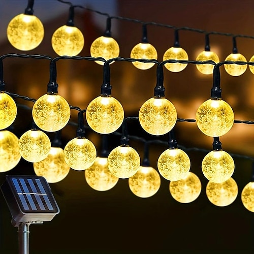 Solar String Lights Outdoor 100 LED Crystal Globe Lights Waterproof Solar  Festoon Fairy Light for Garden Christmas Party Decor