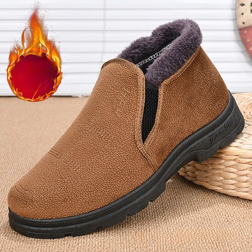 

Homens Botas Botas de Neve Botas de inverno Forro de Lã Casual Ao ar livre Diário Tecido Quente Respirável Confortável Mocassim Preto Marron Bloco de cor Outono Inverno