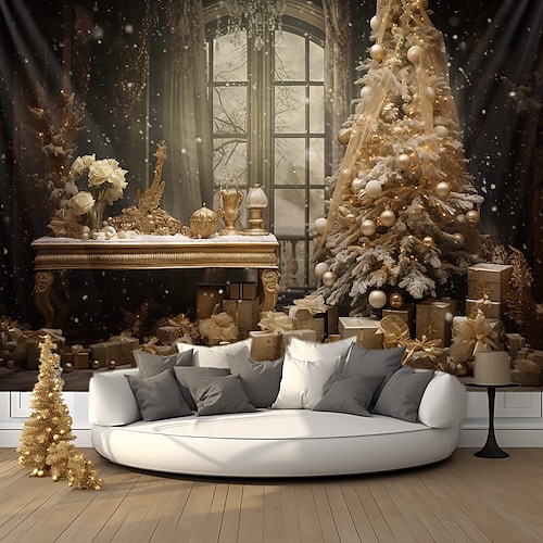 

Weihnachtsdekorationen zum Aufhängen, Wandteppich, Kunst, großer Wandteppich, Wanddekoration, Fotohintergrund, Decke, Vorhang, Zuhause, Schlafzimmer, Wohnzimmer, Dekoration