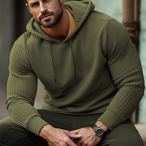 

Hombre Sudadera Blanco Amarillo Verde Ejército Gris Con Capucha Plano Deporte Diario Festivos Pana Ropa de calle Fresco Casual Primavera Otoño Ropa Sudaderas con capucha Sudaderas